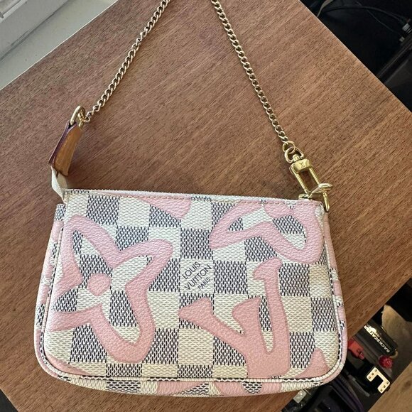 LOUIS VUITTON Mini Pochette Accessories Damier Azur Tahitienne Wristlet - Picture 7 of 8